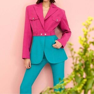 Nocturne Colorblock Blazer Pink and Turquoise Size 40